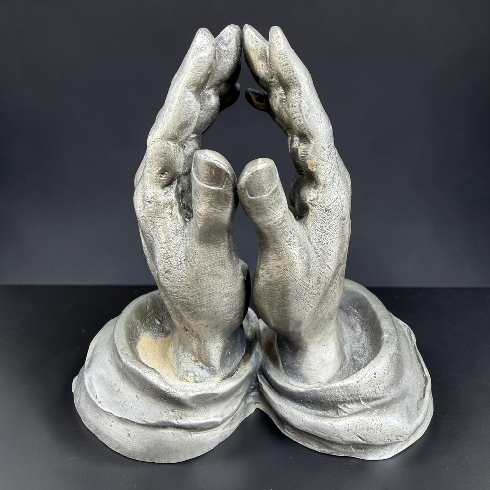 Hamilton Mint 1975 D Corsini Pewter Praying Hands Sculpture Vintage 4in Heavy